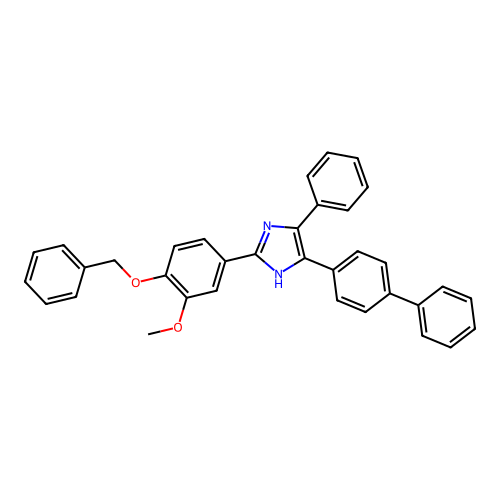 2-[4-(benzyloxy)-3-methoxyphenyl]-5-(biphenyl-4-yl)-4-phenyl-1H-imidazole structure