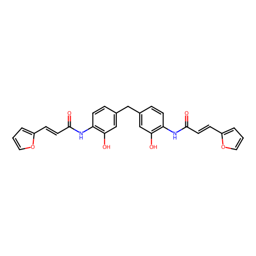 (2E,2'E)-N,N'-[methanediylbis(2-hydroxybenzene-4,1-diyl)]bis[3-(furan-2-yl)prop-2-enamide] structure