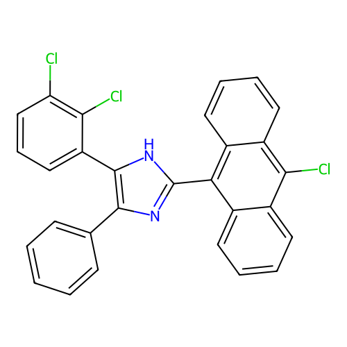2-(10-chloroanthracen-9-yl)-5-(2,3-dichlorophenyl)-4-phenyl-1H-imidazole structure