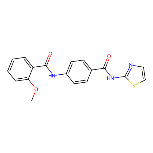 2-methoxy-N-[4-(1,3-thiazol-2-ylcarbamoyl)phenyl]benzamide structure