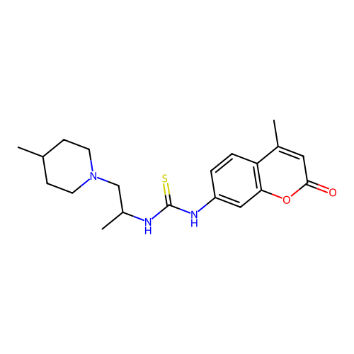 1-(4-Methyl-2-oxochromen-7-yl)-3-[1-(4-methylpiperidin-1-yl)propan-2-yl]thiourea structure