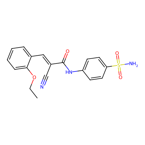 (E)-2-cyano-3-(2-ethoxyphenyl)-N-(4-sulfamoylphenyl)prop-2-enamide structure