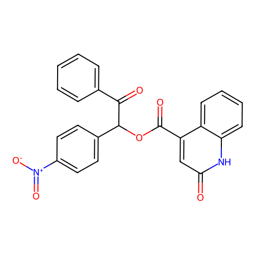 1-(4-Nitrophenyl)-2-oxo-2-phenylethyl 2-oxo-1,2-dihydroquinoline-4-carboxylate structure