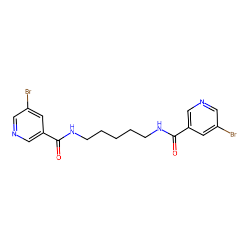 N,N'-(pentane-1,5-diyl)bis(5-bromonicotinamide) structure