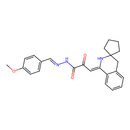(3Z,N'E)-3-(2',4'-dihydro-1'H-spiro[cyclopentane-1,3'-isoquinolin]-1'-ylidene)-N'-(4-methoxybenzylidene)-2-oxopropanehydrazide structure