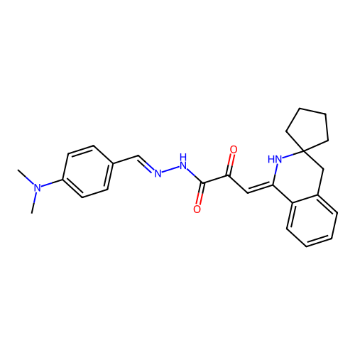 (3Z,N'E)-3-(2',4'-dihydro-1'H-spiro[cyclopentane-1,3'-isoquinolin]-1'-ylidene)-N'-(4-(dimethylamino)benzylidene)-2-oxopropanehydrazide structure