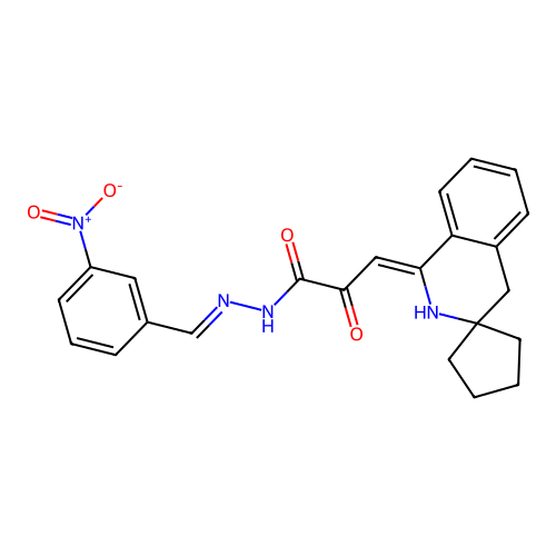 (3Z,N'E)-3-(2',4'-dihydro-1'H-spiro[cyclopentane-1,3'-isoquinolin]-1'-ylidene)-N'-(3-nitrobenzylidene)-2-oxopropanehydrazide structure