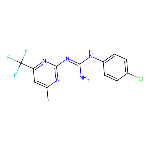 1-(4-Chlorophenyl)-3-[4-methyl-6-(trifluoromethyl)pyrimidin-2-yl]guanidine structure