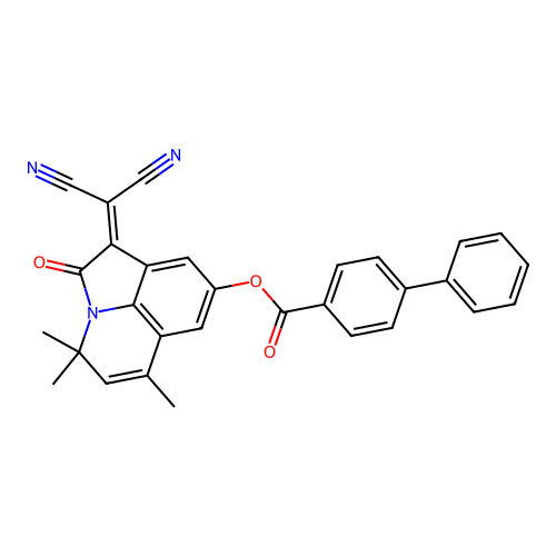 1-(dicyanomethylidene)-4,4,6-trimethyl-2-oxo-1,2-dihydro-4H-pyrrolo[3,2,1-ij]quinolin-8-yl biphenyl-4-carboxylate structure