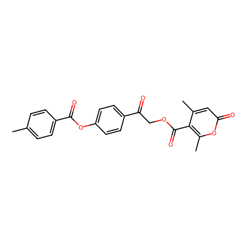 2-(4-((4-methylbenzoyl)oxy)phenyl)-2-oxoethyl 4,6-dimethyl-2-oxo-2H-pyran-5-carboxylate structure