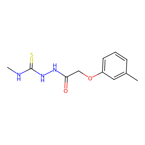 N-methyl-2-[(3-methylphenoxy)acetyl]hydrazinecarbothioamide structure