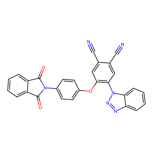 4-(1H-benzo[d][1,2,3]triazol-1-yl)-5-(4-(1,3-dioxoisoindolin-2-yl)phenoxy)phthalonitrile structure