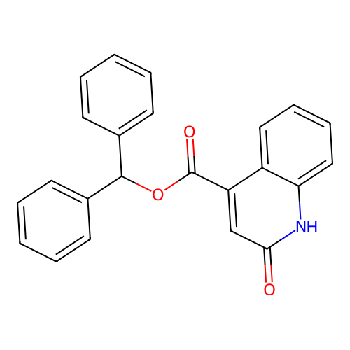 Diphenylmethyl 2-oxo-1,2-dihydroquinoline-4-carboxylate structure