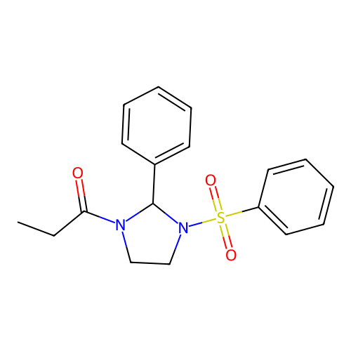 1-[2-Phenyl-3-(phenylsulfonyl)imidazolidin-1-yl]propan-1-one structure