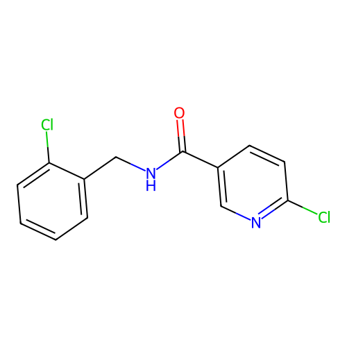 6-chloro-N-[(2-chlorophenyl)methyl]pyridine-3-carboxamide structure