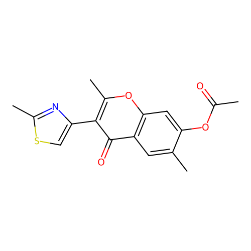 [2,6-Dimethyl-3-(2-methyl-1,3-thiazol-4-yl)-4-oxochromen-7-yl] acetate structure
