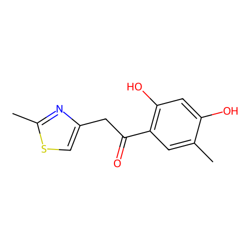 1-(2,4-Dihydroxy-5-methylphenyl)-2-(2-methyl-1,3-thiazol-4-yl)ethanone structure