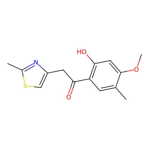 1-(2-Hydroxy-4-methoxy-5-methylphenyl)-2-(2-methyl-1,3-thiazol-4-yl)ethanone structure