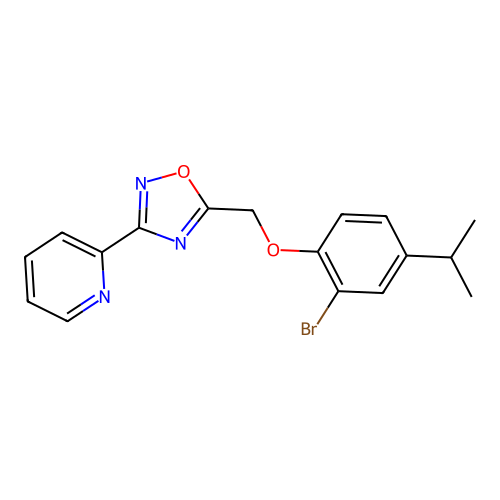 5-[(2-Bromo-4-propan-2-ylphenoxy)methyl]-3-pyridin-2-yl-1,2,4-oxadiazole structure