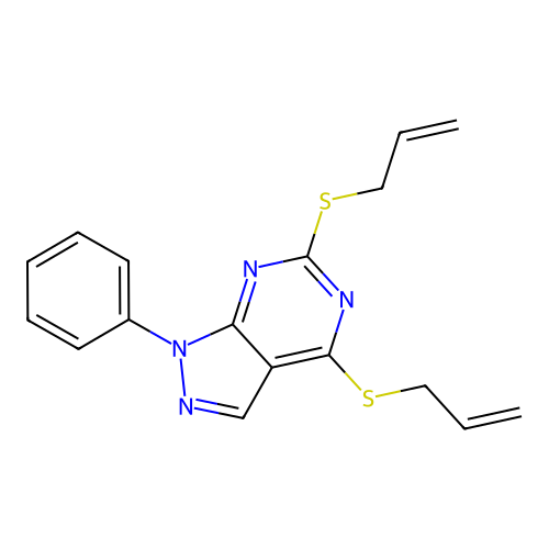 4,6-bis(allylsulfanyl)-1-phenyl-1H-pyrazolo[3,4-d]pyrimidine structure