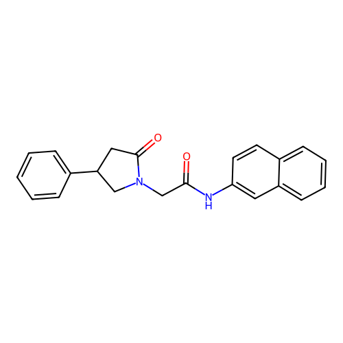 N-2-naphthyl-2-(2-oxo-4-phenylpyrrolidin-1-yl)acetamide structure