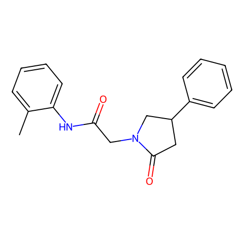 N-(2-methylphenyl)-2-(2-oxo-4-phenyl-1-pyrrolidinyl)acetamide structure