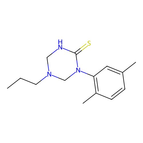 1-(2,5-Dimethylphenyl)-5-propyl-1,3,5-triazinane-2-thione structure