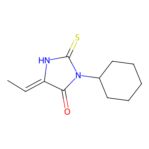 3-Cyclohexyl-5-ethylidene-2-sulfanylideneimidazolidin-4-one structure