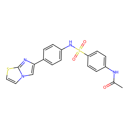 N-[4-[(4-imidazo[2,1-b][1,3]thiazol-6-ylphenyl)sulfamoyl]phenyl]acetamide structure