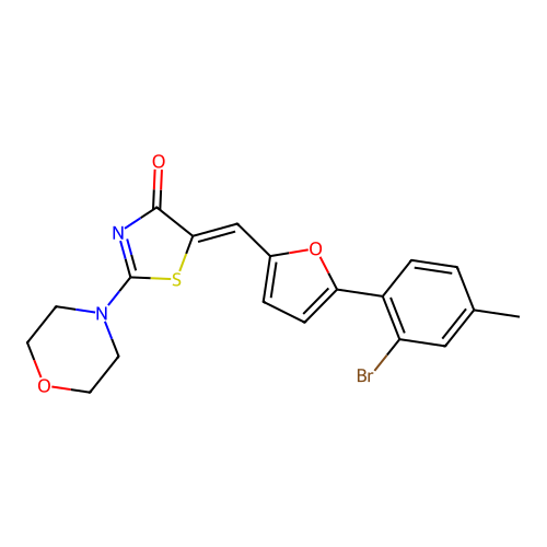 (Z)-5-((5-(2-bromo-4-methylphenyl)furan-2-yl)methylene)-2-morpholinothiazol-4(5H)-one structure