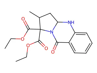 diethyl 2-methyl-9-oxo-2,3,3a,4-tetrahydropyrrolo[2,1-b]quinazoline-1,1-dicarboxylate structure