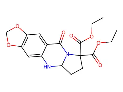 Diethyl 10-oxo-5,6,7,10-tetrahydro-2H-[1,3]dioxolo[4,5-g]pyrrolo[2,1-b]quinazoline-8,8(5aH)-dicarboxylate structure
