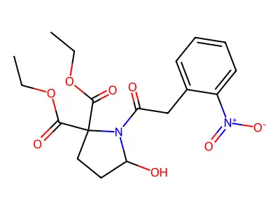 Diethyl 5-hydroxy-1-[2-(2-nitrophenyl)acetyl]pyrrolidine-2,2-dicarboxylate structure