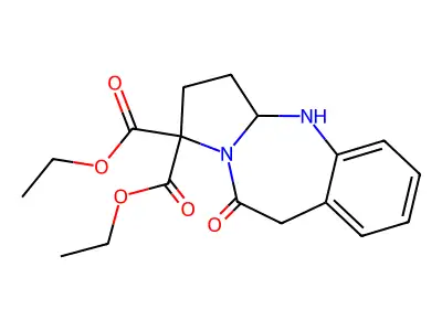 diethyl 5-oxo-2,6,11,11a-tetrahydro-1H-pyrrolo[2,1-b][1,3]benzodiazepine-3,3-dicarboxylate structure