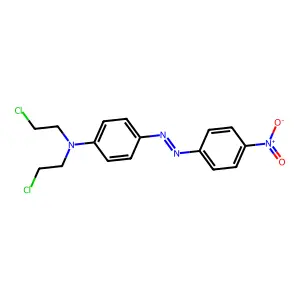 N,N-Bis(2-chloroethyl)-4-[(E)-(4-nitrophenyl)diazenyl]aniline structure
