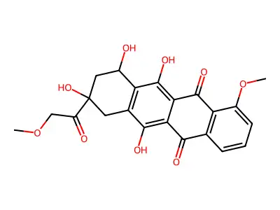 6,7,9,11-tetrahydroxy-4-methoxy-9-(2-methoxyacetyl)-8,10-dihydro-7H-tetracene-5,12-dione structure