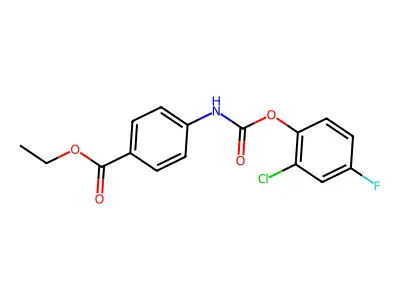 Ethyl 4-{[(2-chloro-4-fluorophenoxy)carbonyl]amino}benzoate structure