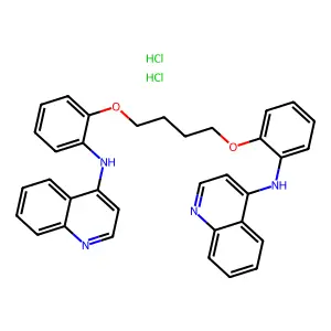Quinoline, 4,4'-tetramethylenedioxybis(o-phenyleneimino)bis-, dihydrochloride structure