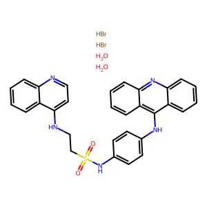 Ethanesulfonanilide, 4'-(9-acridinylamino)-2-(4-quinolinylamino)-, dihydrobromide, dihydrate structure