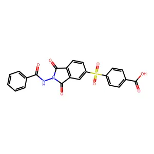 4-((2-benzamido-1,3-dioxoisoindolin-5-yl)sulfonyl)benzoic acid structure