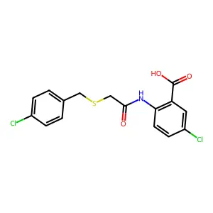 5-Chloro-2-({[(4-chlorobenzyl)sulfanyl]acetyl}amino)benzoic acid structure