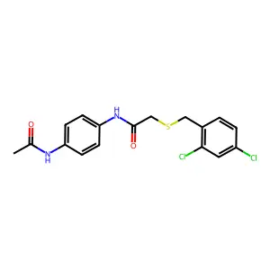 N-(4-acetamidophenyl)-2-[(2,4-dichlorophenyl)methylsulfanyl]acetamide structure