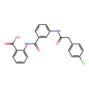 2-(3-(2-(4-Chlorophenyl)acetamido)benzamido)benzoic acid structure