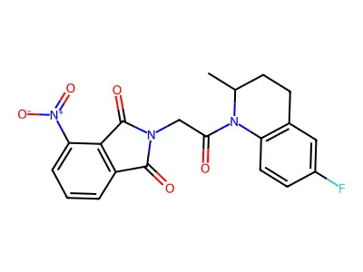 2-[2-(6-fluoro-2-methyl-3,4-dihydroquinolin-1(2H)-yl)-2-oxoethyl]-4-nitro-1H-isoindole-1,3(2H)-dione structure
