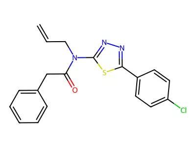 N-[5-(4-chlorophenyl)-1,3,4-thiadiazol-2-yl]-2-phenyl-N-prop-2-enylacetamide structure