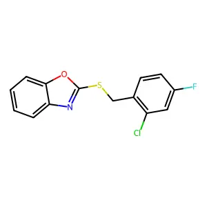 1,3-Benzoxazol-2-yl 2-chloro-4-fluorobenzyl sulfide structure