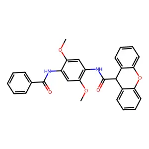N-(4-benzamido-2,5-dimethoxyphenyl)-9H-xanthene-9-carboxamide structure