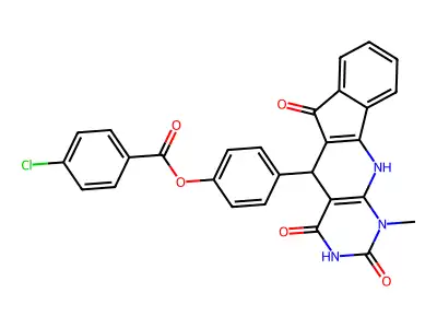 4-(1-methyl-2,4,6-trioxo-2,3,4,5,6,11-hexahydro-1H-indeno[2',1':5,6]pyrido[2,3-d]pyrimidin-5-yl)phenyl 4-chlorobenzoate structure