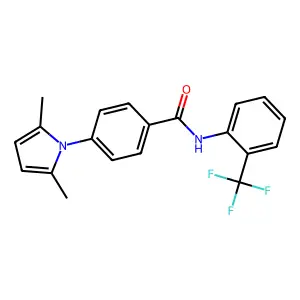 4-(2,5-dimethyl-1H-pyrrol-1-yl)-N-[2-(trifluoromethyl)phenyl]benzamide structure