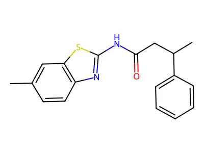 N-(6-methyl-1,3-benzothiazol-2-yl)-3-phenylbutanamide structure